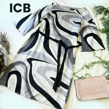 iCB 푸치 패턴 일본제 올 패턴 원피스 빅 사이즈 42 XL