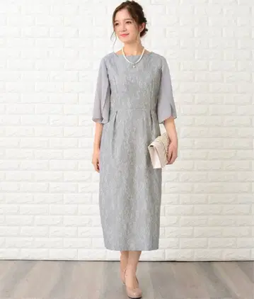 시스루 소매 꽃무늬 레이스 원피스