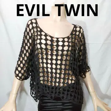새상품급 EVIL TWIN 블랙 인터넷 짜임 상의 박쥐 날개 소매