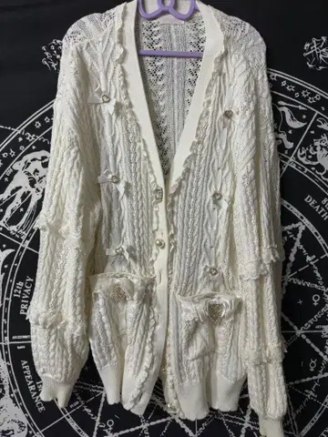 Lizlisa 사다리 리본 시스루 롱 가디건