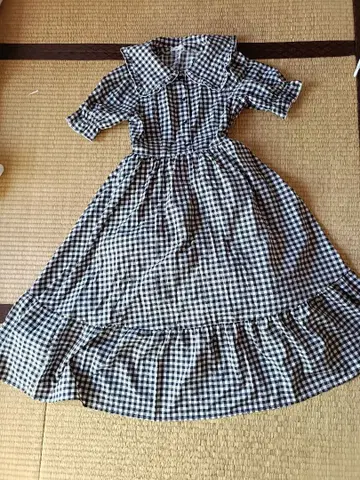 시마미사 깅엄 블랙 원피스