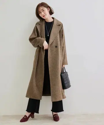 로페피크닉 건클럽 체크 오버 체스터 코트