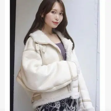 MERCURYDUO 페이크 무스탕 봄버 자켓 아이보리 M