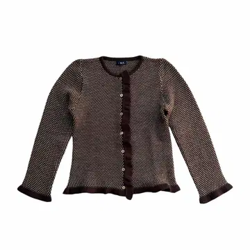 새상품급 IENA 울100% 프릴 니트 가디건 올 패턴 브라운