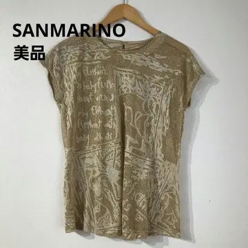 SANMARINO 골드 그래픽 프린트 반팔 T셔츠 새상품급
