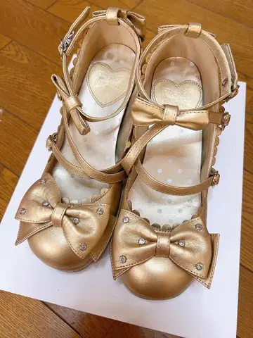 angelic pretty 보석 리본 신발 골드 L