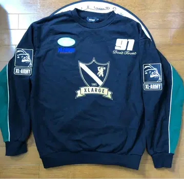 XLARGE 트레이닝복 맨투맨 M 블랙 XL-ARMY 디자인 로고 자수