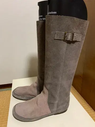 favarini 핑크 그레이 스웨이드 롱 부츠 버클 포함