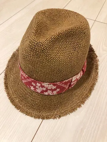 M 파나마 햇 짚 꽃무늬 밴딩 M 새상품급