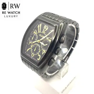 7-4553 ELGIN FK-1215-SL 블랙 크로노그래프 손목시계