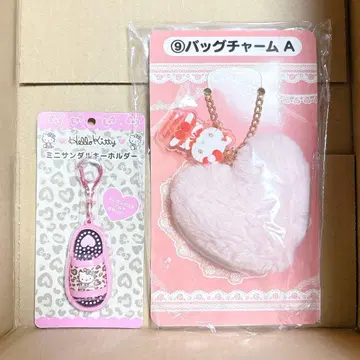 미사용 새상품 키티 뽑기 백참 미니 샌들 키링 레오파드 무늬