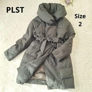 플라스테 볼륨 컬러 다운 코트 허리 벨트 다크 그린 M