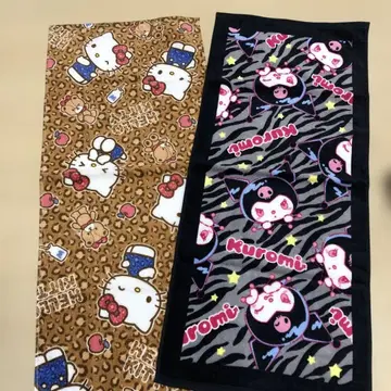 헬로키티 & 쿠로미 페이스 타월 2장 세트 새상품