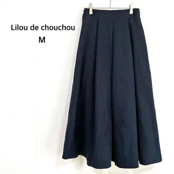 [릴데슈슈] 롱 스커트 M 네이비 플레어 스웨이드풍 출퇴근 새상품급