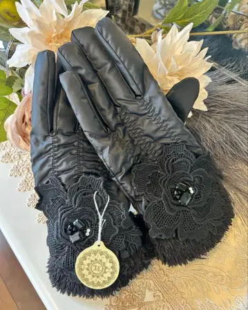 장갑 충전솜 로즈 레이스 비쥬