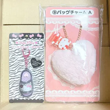 미사용 새상품 키티 뽑기 백참 미니 샌들 키링 제브라 패턴