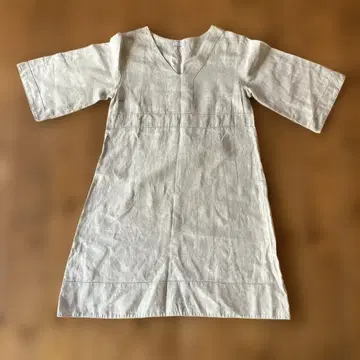 fog linen work 베이지 V넥 반팔 튜닉