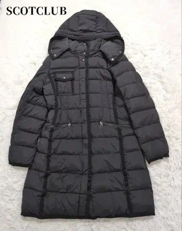 야마다야 스콧 클럽 후드 부착 블랙 다운 자켓
