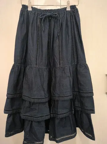 2024년 핑크하우스 데님 레이스 단단 피세 데님 프릴 스커트 272