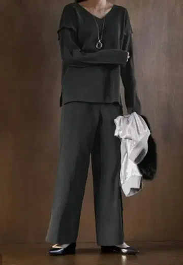 스타일 델리 소매 탈부착 가능한 PUFF 니트 셋업