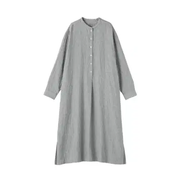 무인양품 여성 카포크 혼방 이중 거즈 긴팔 원피스