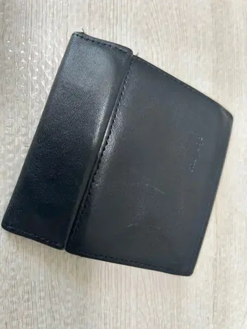 abrAsus. 블랙 가죽 접이식 지갑 얇은 지갑