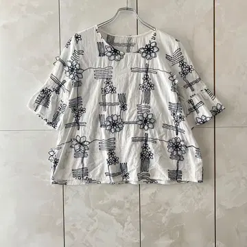 Sawa ala mode 입체 꽃 레어 레트로 튜닉 F