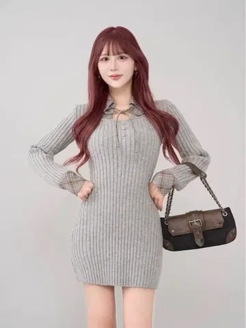 Darich 레이어드라이크 니트 미니 원피스