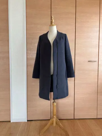 RASUD 다크 그레이 노카라 롱 코트