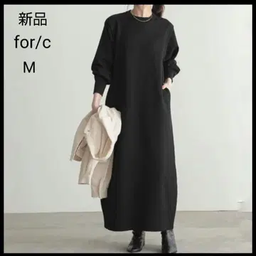 [ 새상품 ] for/c 원피스 니트 원피스 롱 블랙 루즈핏 긴팔