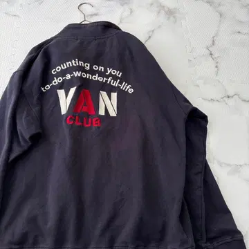 새상품급 VAN 밴재킷 아치 로고 풀 집업 맨투맨 네이비 LL