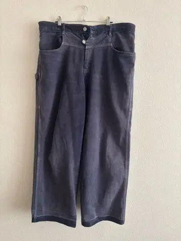 GUESS 다크 네이비 그레이 와이드 레그 데님