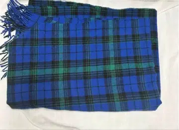 대형 스톨 머플러 체크 무늬 블루 그린