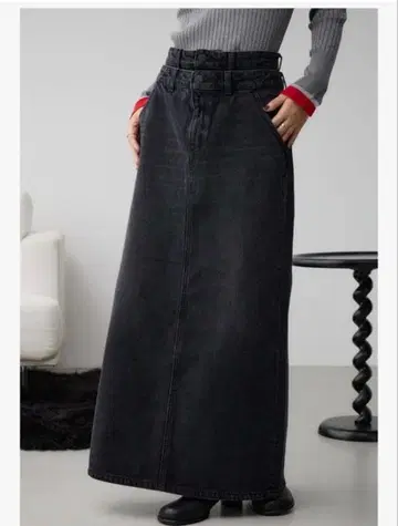 AZUL by moussy 더블 허리 데님 스커트 블랙 S 사이즈