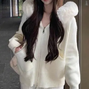 SHEIN 퍼 후드티 애프리콧 퍼 후드티