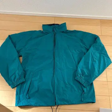 80년대 엘엘빈 나일론 집업 자켓 수납 후드 부착 그린