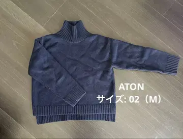 ATON 하이넥 니트 02 네이비