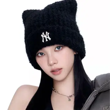 MLB 비니 karina 착용 고양이 귀 니트 모자 한국 카리나