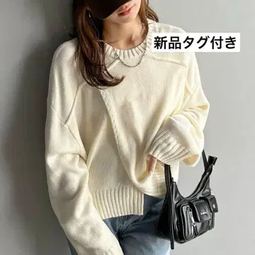 [택 포함 새상품] 앞뒤 2WAY 프론트 절개 니트 풀오버