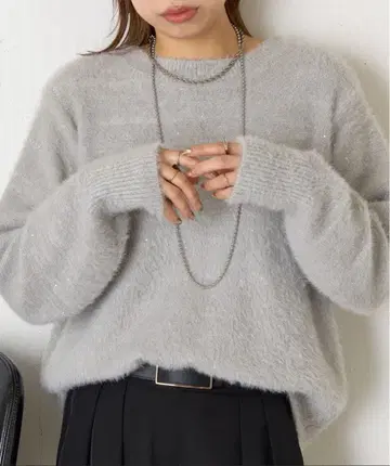 Jena 스팽글 라메 니트 라이트 그레이 F