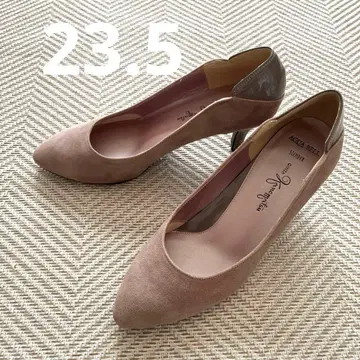 긴자 카네마츠 AQUA BELL 23.5 핑크 베이지 스웨이드 이소재