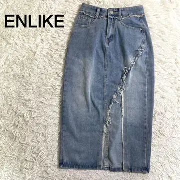 ENLIKE 슬릿 데님 타이트 스커트