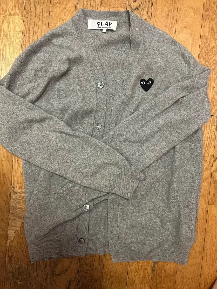 Comme des Garçons black heart patch cardigan XL