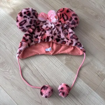 미키풍 레오파드 무늬 퍼 햇