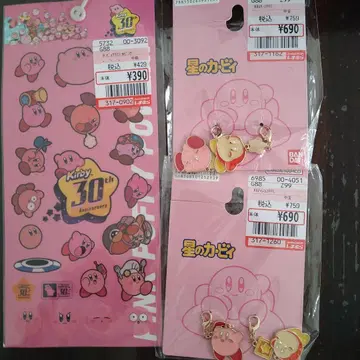 커비 30주년 기념 스티커와 키링