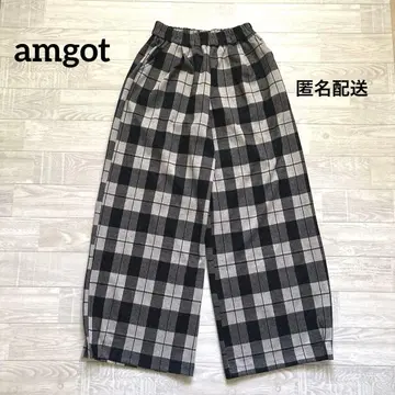 amgot 디자인 팬츠 밑단 디자인 체크 무늬