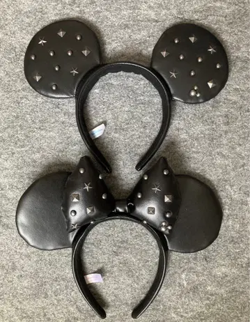 디즈니 머리띠 미키 미니 스터드 블랙 가죽 페어 세트