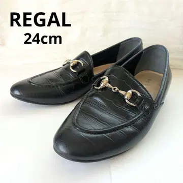 REGAL 비트 로퍼 악어 엠보싱 펌프스 블랙 24cm