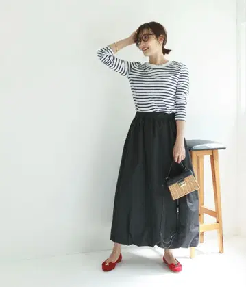 un number 앙넘버 맥시 벌룬 스커트 검정 블랙