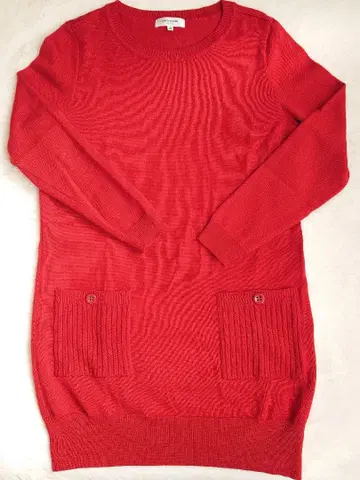 피에르 가르뎅 포켓 부착 니트 스웨터 긴팔 레드